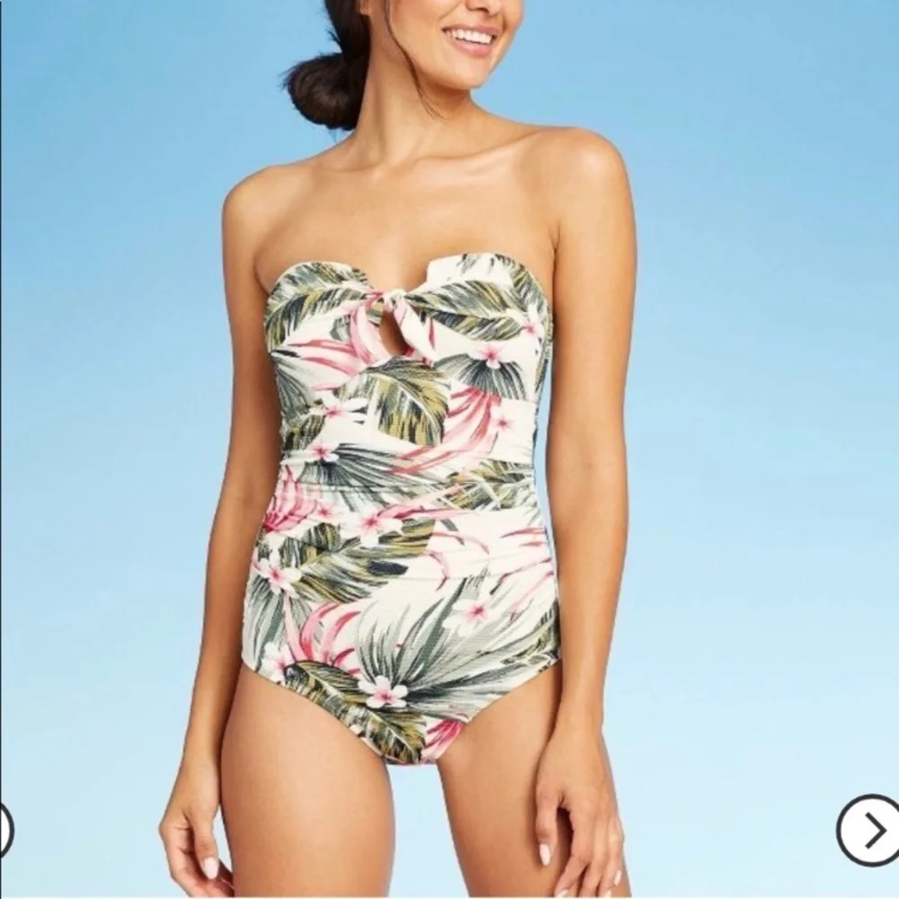 ?.Kona Sol Pique Bandeau One Piece Swimsuit - Kona Sol™ Multi